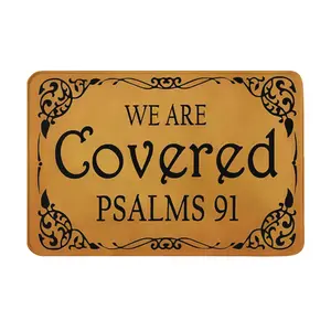 Floor Rug Welcome Mats for Front Door Outdoor Entry We Are Covered Psalms 91 Doormat Non Slip Rubber Mat for Home Indoor Farmhouse Funny Kitchen Rugs Patio Full Brown 25x17in