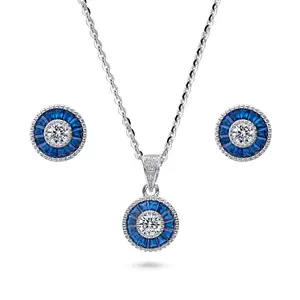 Halo Art Deco Milgrain CZ Set in Sterling Silver