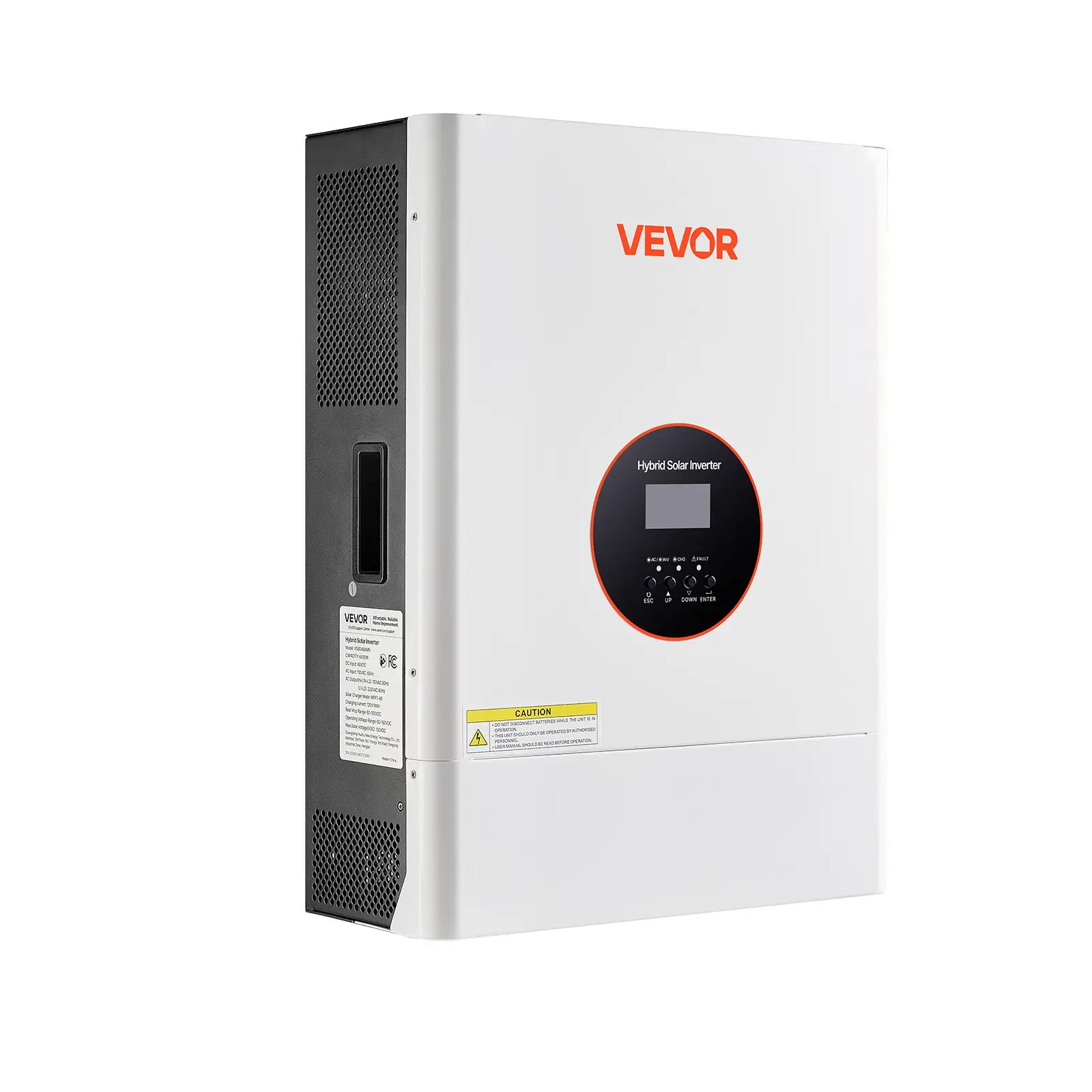 VEVOR 6000W 48V DC Hybrid Solar Inverter Charger with Built-in 120A MPPT Controller, User-Friendly LCD Display, 110-120V/220-240V Split Phase, 3 Charging Modes, 4 Output Modes