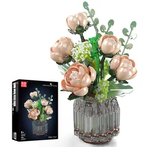 Mould King 24109 Rose Artificial Simulation Flower Building Block Toy 981 pieces Decoration Set