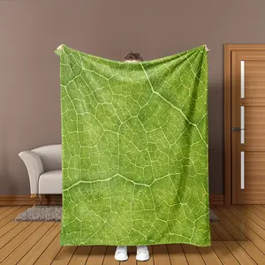 New Printed Plant Leaf Pattern Flannel Blanket, Soft Warm Comfortable Home Office Car Decor, Ideal for Family Use
