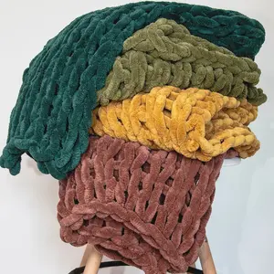 Chenille Chunky Knit Throw Blanket