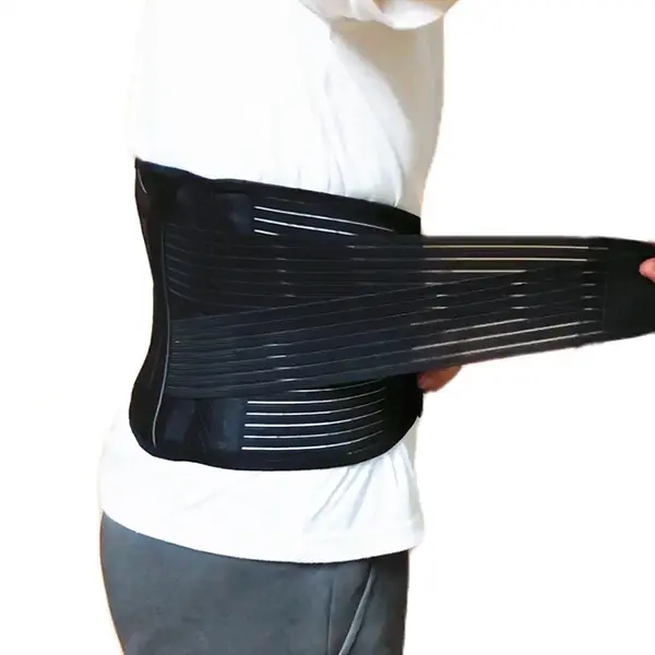 Unisex Mesh Fabric Waist Lumbar Support Belt for Adults - Healthcare, Breathable Polyester, Metal Sheet Reinforced, Posture Improvement Brace, Prop 65 Safe, All Seasons, XXL (80cm)
