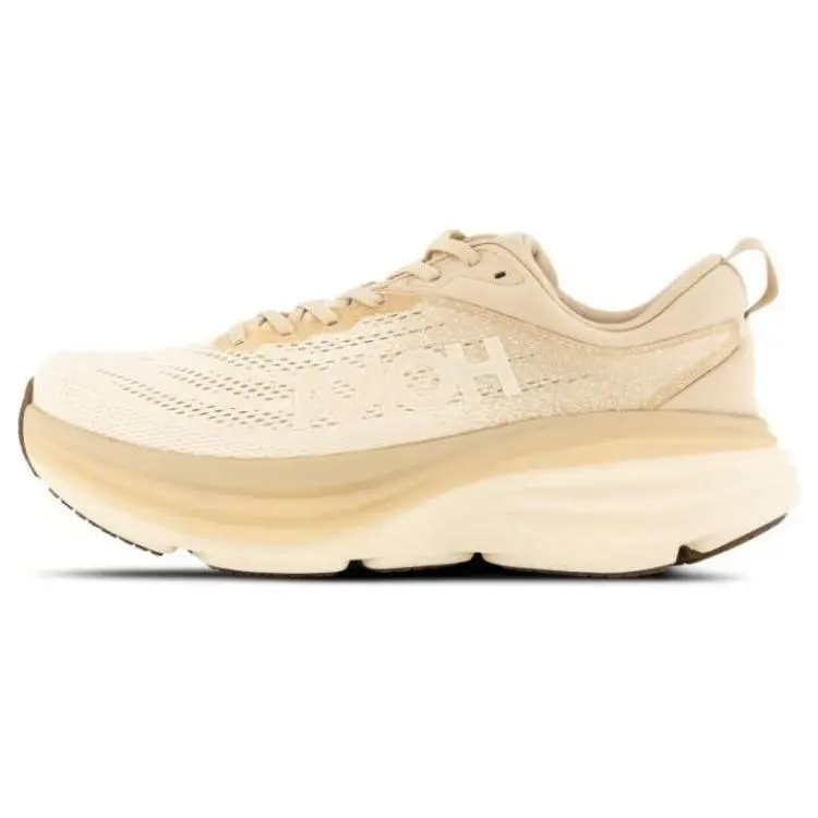 Hoka One One Bondi 8 Men's Low-Top Running Shoes with Cushioning and Durability in White-Brown Trending Shoes, House White Official Shoes to Get / Maison Mihara