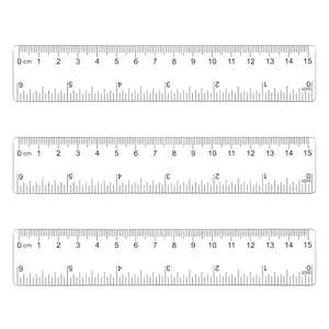 3-Pack 6-Inch Clear Small Straight Rulers with Centimeters and Inches, Plastic Shatterproof Measuring Tools for School, Office, and Home