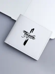Elegant Cross Print Wallet, Neutral Classic Foldable Card Holder, Durable Faithful Wallet for All Ages, Ideal for Daily Use & Gifts