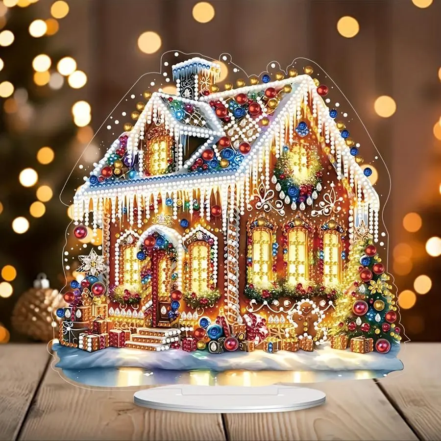 Gingerbread House Pattern 5D Diamond Arts Colorful Painting Kit, Diamond Pattern Design, DIY Diamond Arts Crafts Kit, Creative Decorative Art Picture for Beginner, Diamond Painting Kits