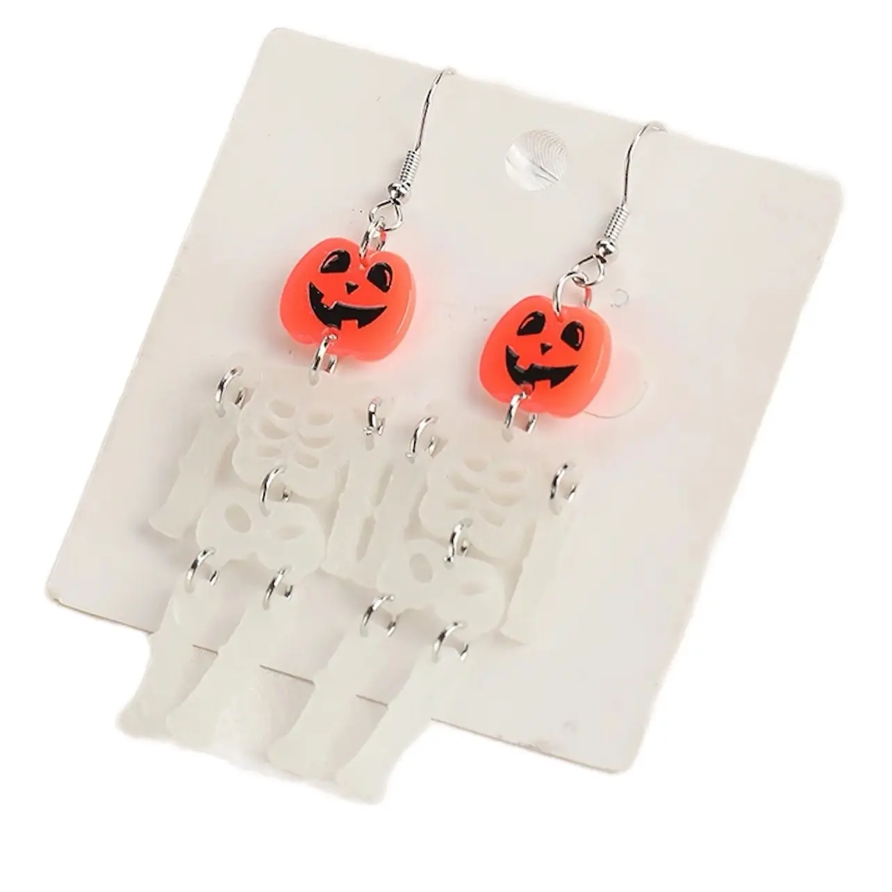 Glow In Dark Skeleton Pumpkin Acrylic Earrings