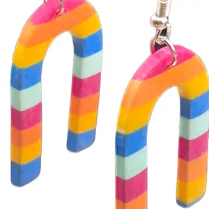 80s Flashback Line Rainbow Striped Earrings for Women