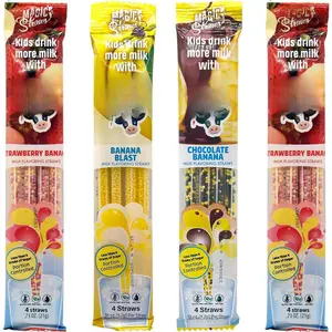 Flavoring Straws  4-pack Bundle (16 Count) Includes 8 Strawberry Banana 4 Chocolate And Cereal