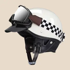 Japanese and Korean Retro Motorcycle Helmet for Men, Scooter Half Helmet, Electric Vehicle Safety Helmet for Women, Summer Cruise Small Scooter Helmet