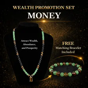 [Buy Necklace Free bracelet]Money Attraction Necklace Set with Green Aventurine & Tiger Eye, beaded  jewelry protection bracelet encouragement gift fashion artificial bracelet of the day Colorblock Beaded Crystal Bracelet , Good Luck & Abundance