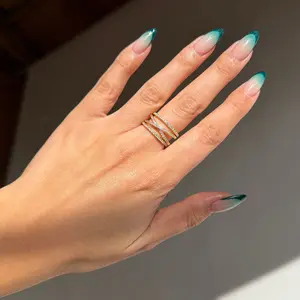 PAVOI Dainty CZ Rings Bundle - 14K Gold Plated 3 Pack Eternity Bands and X Criss Cross Ring for Women - Stackable CZ Ring Set