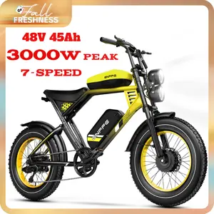 Aoeei Dual Suspension Ebike, 48V 22.5Ah/45Ah Battery, 1500W/3000W Peak Power, 20-Inch Tires, 7-Speed Shimano Derailleur, UL 2849 Certified, Integrated Seat, LED Lights, Suspension Fork, FallFreshness Cycling Electric Bicycle