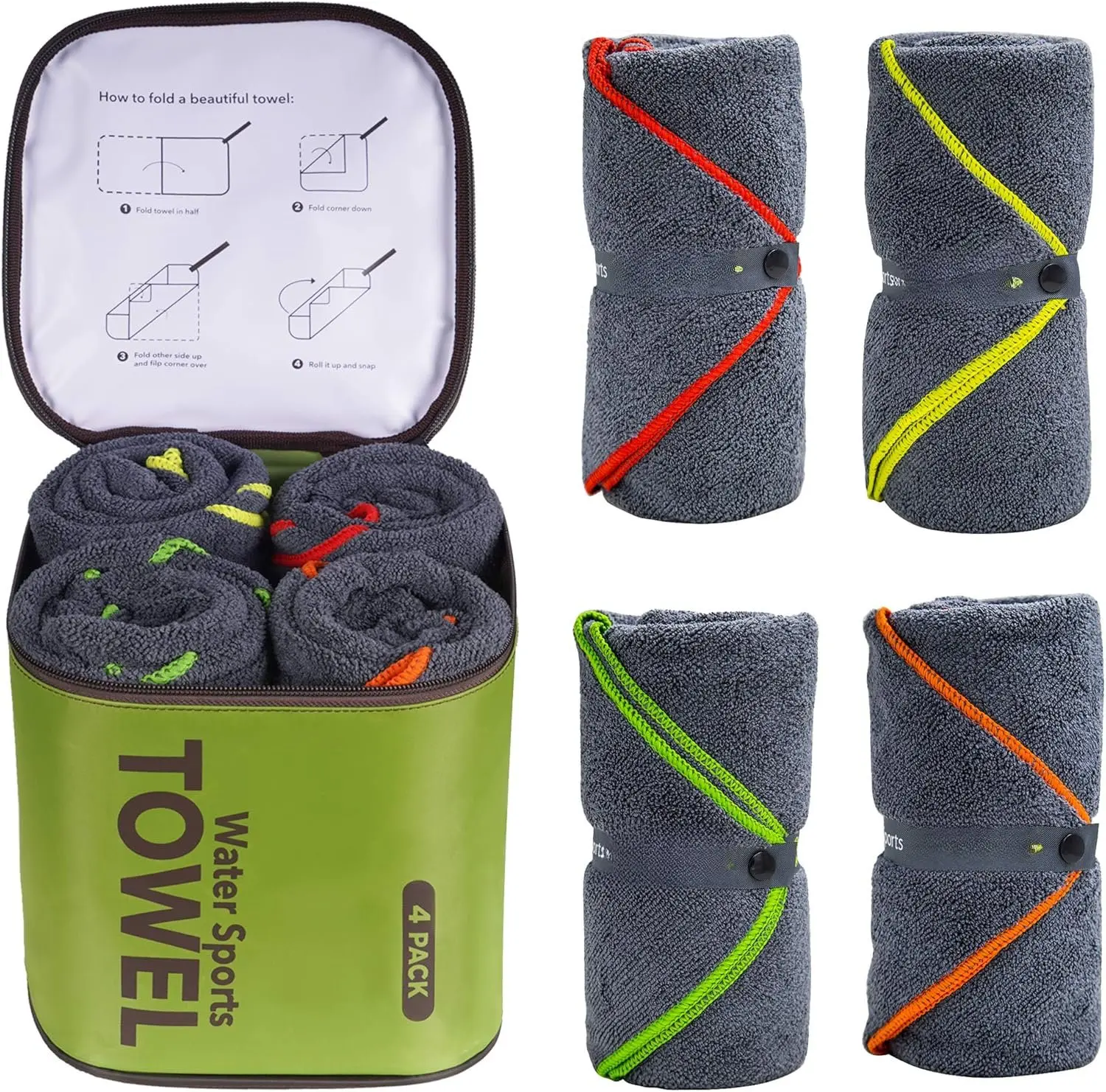 4 Pack Microfiber Camping Towel Quick Dry, Super Absorbent Travel Towel with  Bag, Lightweight Boat Towel for RV, , Gym, Beach, Pool, Swim,Family Trip
