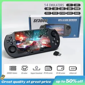 SF3000 Retro Handheld Game Console 4.5 Inch IPS Screen 3000mAh Battery 14 Emulators 20000+ Games Portable Gaming System for Boy Gift - Compact Card Controller multi-emulator support built-in memory