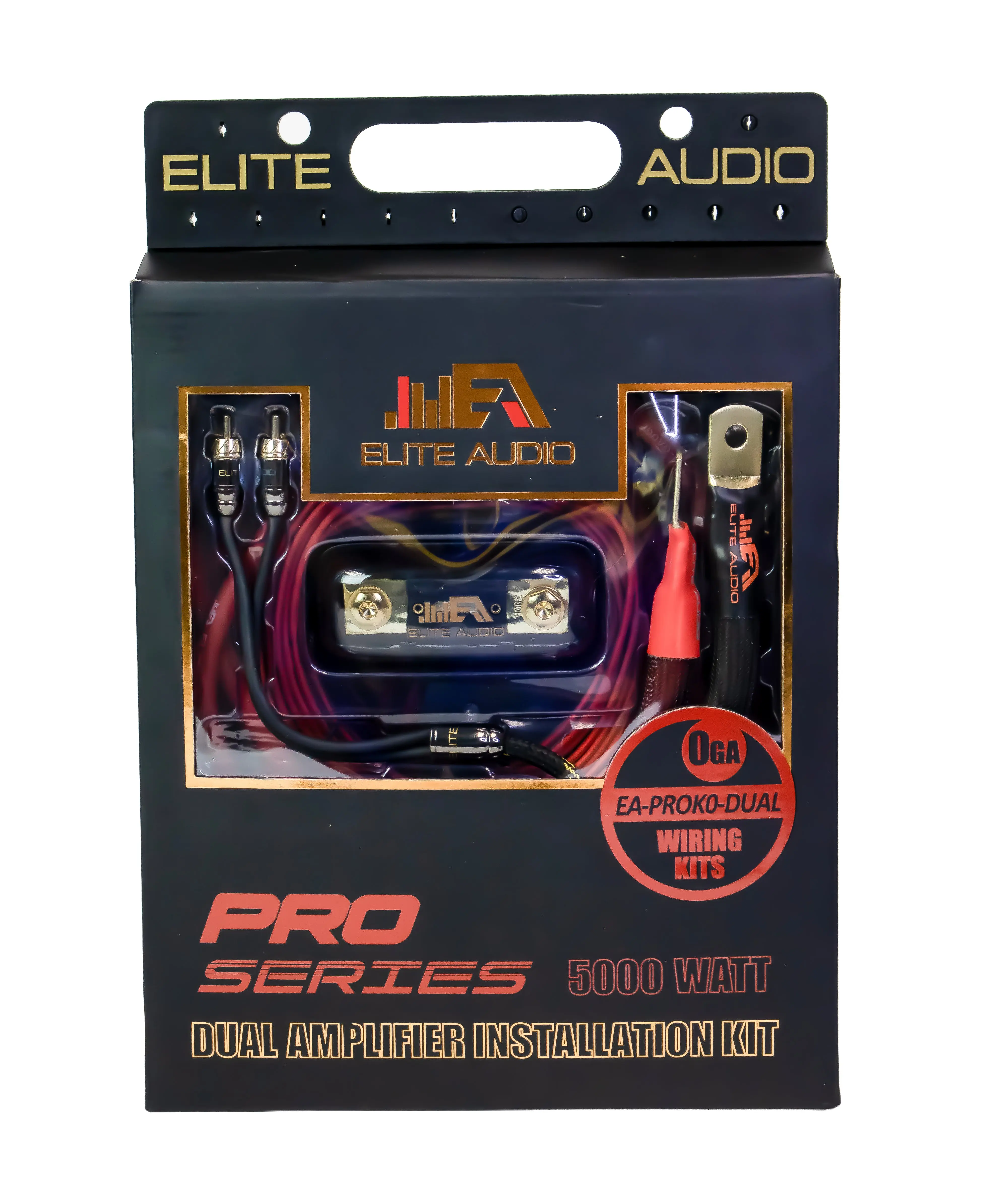 Elite Audio Pro Series 0 Gauge Dual Amplifier Installation Kit for Car Audio - 5000W Capable, High-Power, Shielded Signal, 100% OFC Copper, Full Spec Tinned (EA-PROK0-DUAL), Car Stereo Upgrade