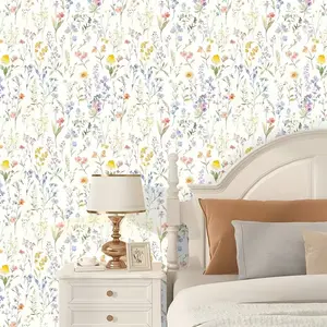 1 Roll of Light-colored and Fresh Flower Leaf Pattern Self-adhesive Wall Wallpaper, Peelable and Pastable, Bohemian Style, Removable, Suitable for Living Rooms, Dining Rooms, Bedrooms, Tables, Cabinets, Can Be Cut, Decorative Wall Stickers