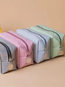 2025 Hot Selling Student Pencil Bag, Bubble Indian Handbag with Embroidered Stripes, Makeup Brushes, and Travel Makeup Bag