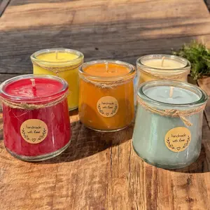 Rustic Farmhouse Candle, Wax Candle, Cozy Cottage Decor, Reusable Glass Jar Candle, Country Style Home Decor 5 oz