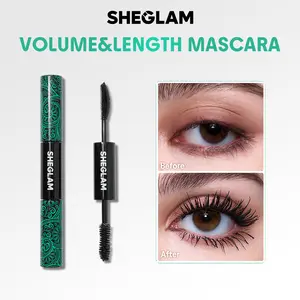 SHEGLAM All-In-One Volume & Length Mascara 2 In 1 Waterproof Volumizing Dual-Ended Brush Lengthening Curling Thick Lash Lifting Long Lasting Mascara Eye-Effortlessbeauty- Coachella