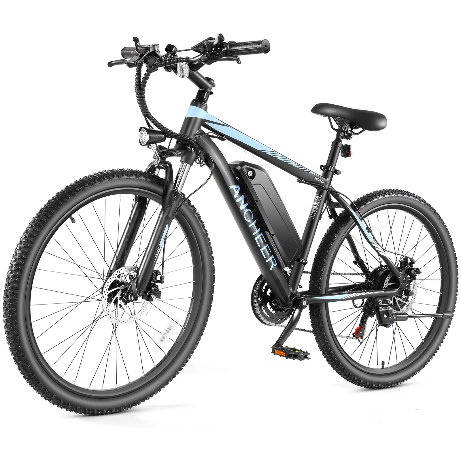 26" Ancheer Commuter Ebike, 500W (Peak750W) Powerful Motor, 55 Miles 20+MPH Electric Bicycle with 48V/374Wh Battery, LCD Display, 21Speed, Front Suspension