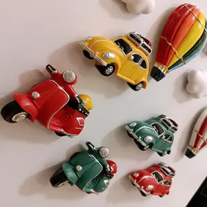 Motorcycle & Hot Air Balloon Design Fridge Magnet, 2 Counts/set Creative Car Fridge Magnet, Home Decor, Kitchen Decor, Holiday Gift