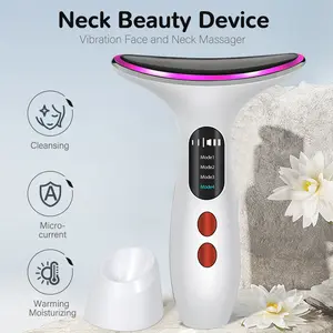 3 Color LED Electric Facial Massager - Vibration for Skin Care, Double Chin, Winter, Moisturizing, Multi-Color Therapy Light Charging Device pore vacuum