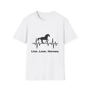 Horse Heartbeat T-Shirt, Equestrian Gift, Live Love Horses Tee, Softstyle Unisex Shirt, Western Apparel, Horse Lover's Wear