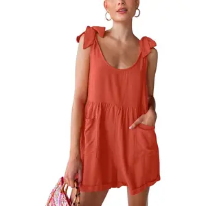 Loveimgs Women's Bohemian Jumpsuit — Wide-Leg Shorts Style, Sexy Sleeveless Tie-Front Design