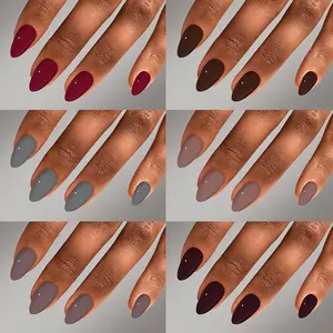 180pcs Full Color Pure Nail Set, Low Saturation Morandi Shades, High Gloss Finish, Long & Short Sizes, Suitable for Various Hand Shapes