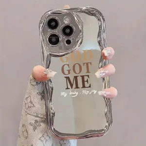 Mirror Phone Case with Beaded Chain, Shockproof Phone Protective Cover, Phone Accessory Compatible with iPhone17 16 15 14 13 12 11 Plus Pro Max, Casing Cellphone Protection Smartphone Screen Protector