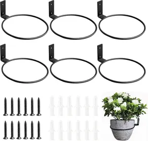6 Pack 6 Inch Wall  Holder,Metal  Hanger Indoor,Wall Planters For Indoor ,Black