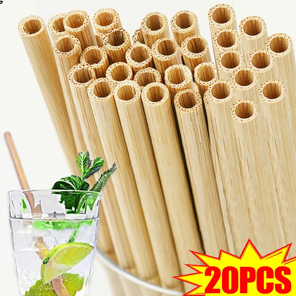Bamboo Straws Cocktail Drinking Resuable Straw Party Wedding Kitchen Tableware Supplies Drink Milk Juice Milk Tea Cola Straws Disposable Thick