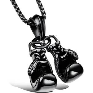 Boxing Gloves Necklace,Punk Boxing Chain,Goth Boxing Glove Charm Pendant Necklace,Stainless Steel Necklace for Men Women