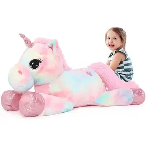 43in Giant Unicorn Stuffed Animal, Rainbow Pink Stuffed Unicorn Toys for Girls and Women, Big Unicorn Plush Gifts for Valentines Day, Christmas, Birthday, Party and Decorations