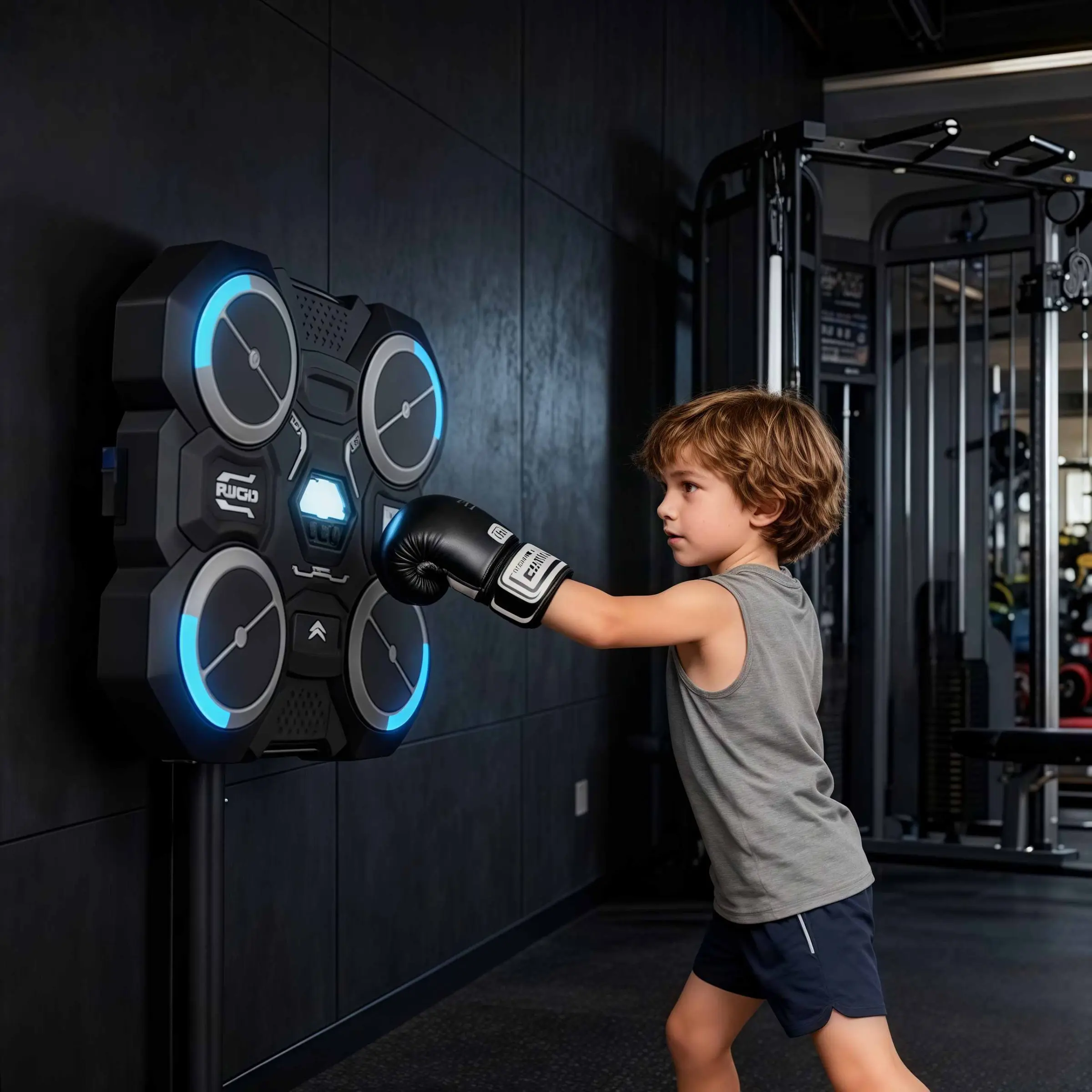 Smart Boxing Machine, Training Boxing Equipment, Interactive Boxing Trainer, Interactive Home Gym Workout, Easy Installation No Tools Required, Includes Punching Gloves, Boxing Training Gear, Ideal for Stress Relief