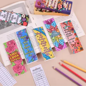 60 Pieces Inspirational Bookmarks, DIY Coloring Bookmarks Double-Sided Motivational Page Markers Clips for Kids Students Teachers Reading Book Lovers Supplies Party Favors