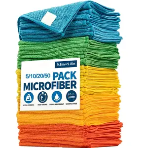 5/10/20/50 Pack Microfiber Cleaning Cloths - Ultra-Absorbent, 1200 Washes, Streak-Free Mirror Shine, Durable & Easy-Clean, Ideal for Car Washing, Cleaning, And Home Use, Car Washing Cloth | Durable Microfiber | Absorbent Material