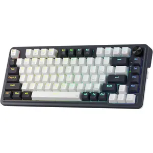 75% Wireless Gasket RGB Gaming Keyboard, 3-Modes 81 Keys Compact Mechanical Keyboard -Swap Socket, Dedicated Knob Control and Sound