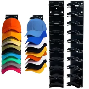 Space Saving Hat Organizer – 2 Pack Adhesive Hat Rack Holds 16Baseball Caps for Wall or Door Wall Mounted Hat Organizer Rack Wall-Mounted Multilayer Hat Organizer
