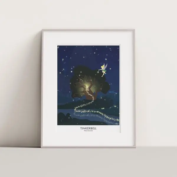 Vintage Tinkerbell Travel Print - Pixie Hollow Fairy Poster