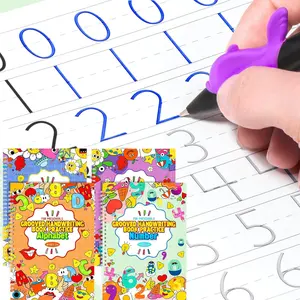 Reusable Writing Practice Copybook for Preschool Kids Age 3-8 Calligraphy 4 Books with Pens