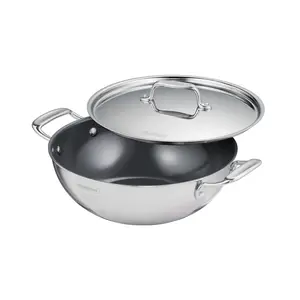 Utsava Tri-Ply Clad Covered Kadai with Ceramic Interior