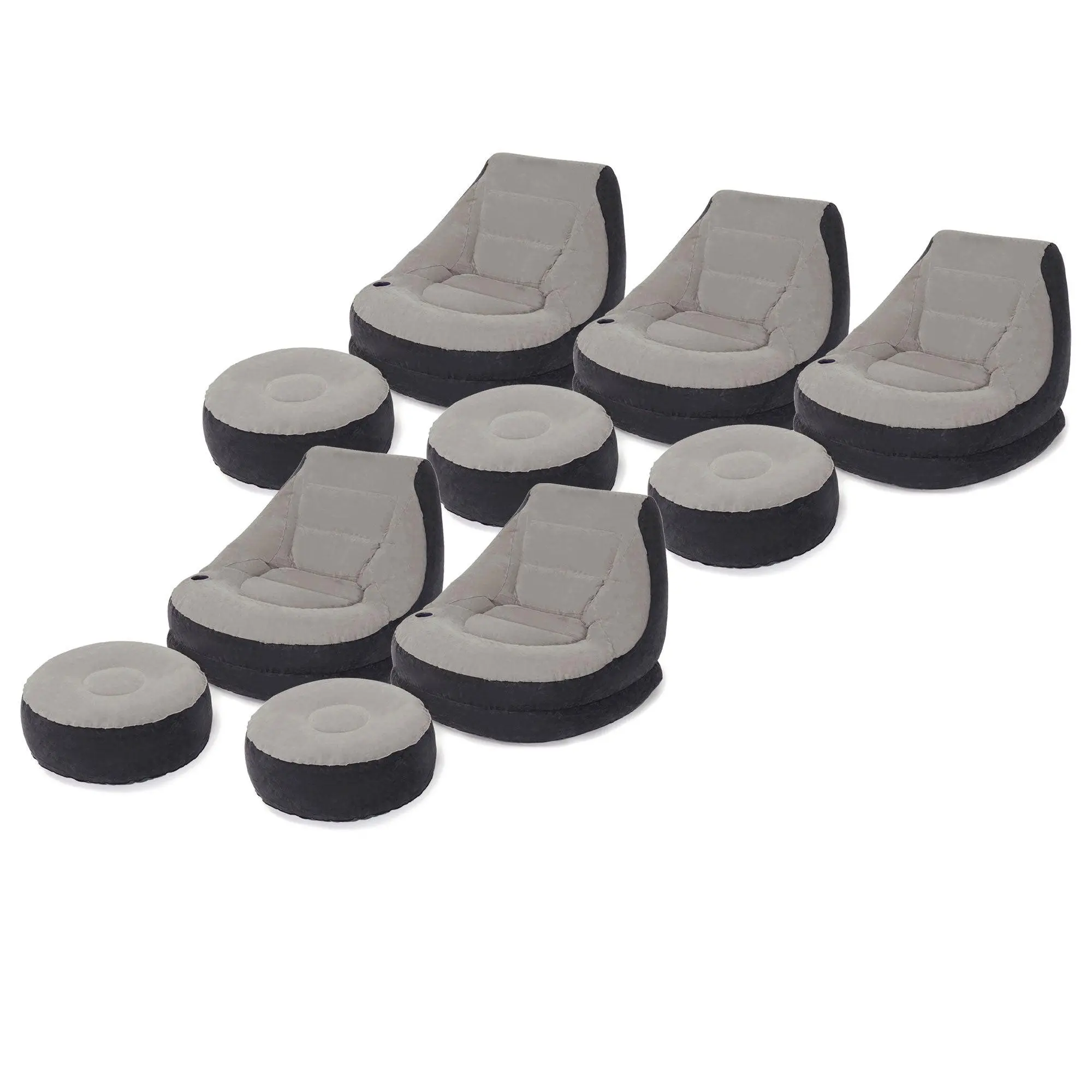 Intex Inflatable Ultra Lounge Chair With Cup Holder & Ottoman Set, Gray (5 Pack) Intex Inflatable Ultra Lounge Chair With Cup Holder & Ottoman Set, Gray (5 Pack)