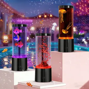 Aquarium Light Jellyfish Small Fish Volcano 3 Options RGB LED Remote Control Fish Tank Decorator Night Light Aquarium Decoration Pet Gift