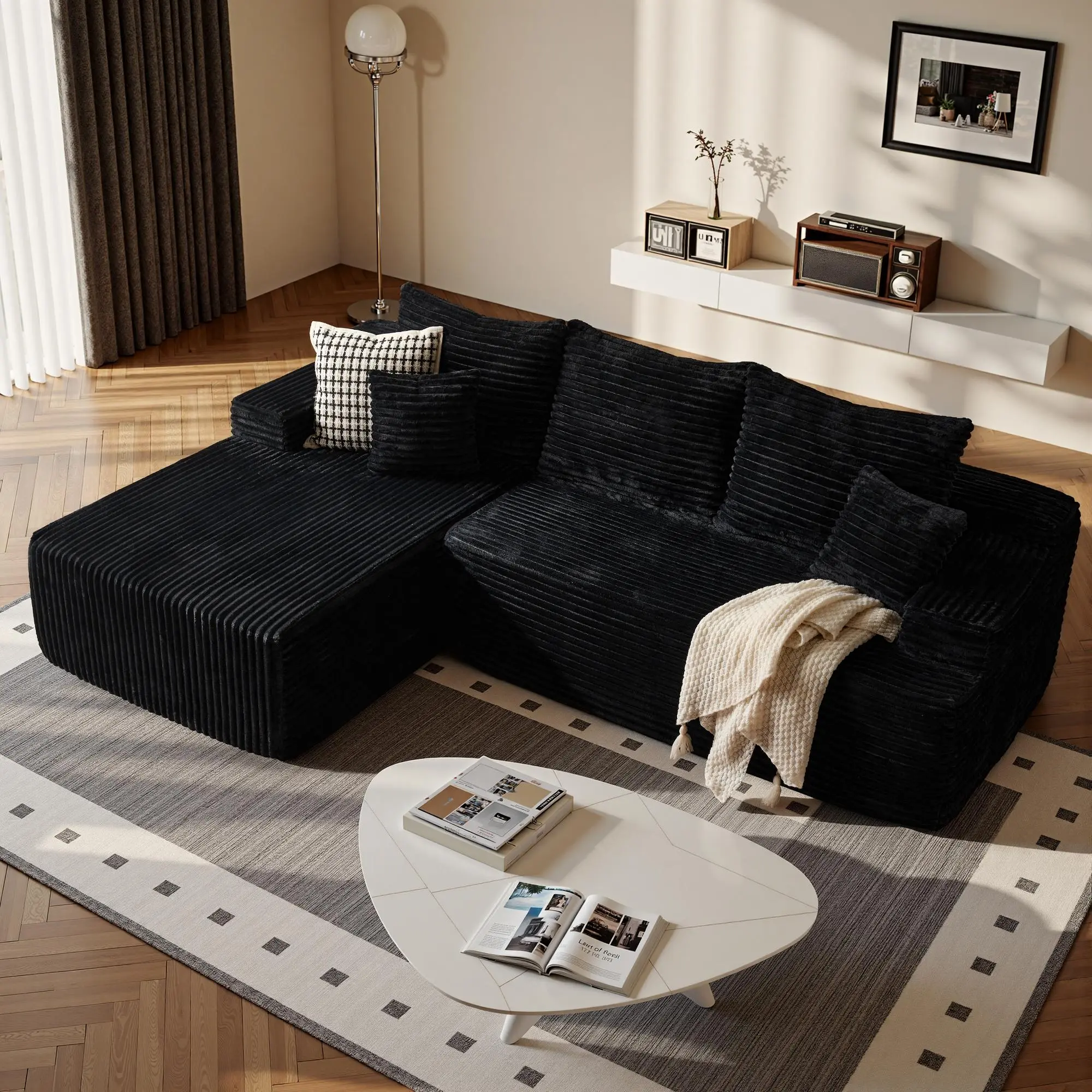 96“Black-left-facing Chaise