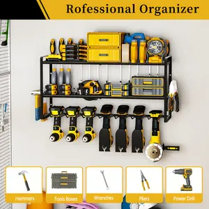 3/4-Tier Heavy Duty Drill Bit Holder: Wall-Mounted Metal Tool Rack with Floating Storage for Garage & Power Tool Organization