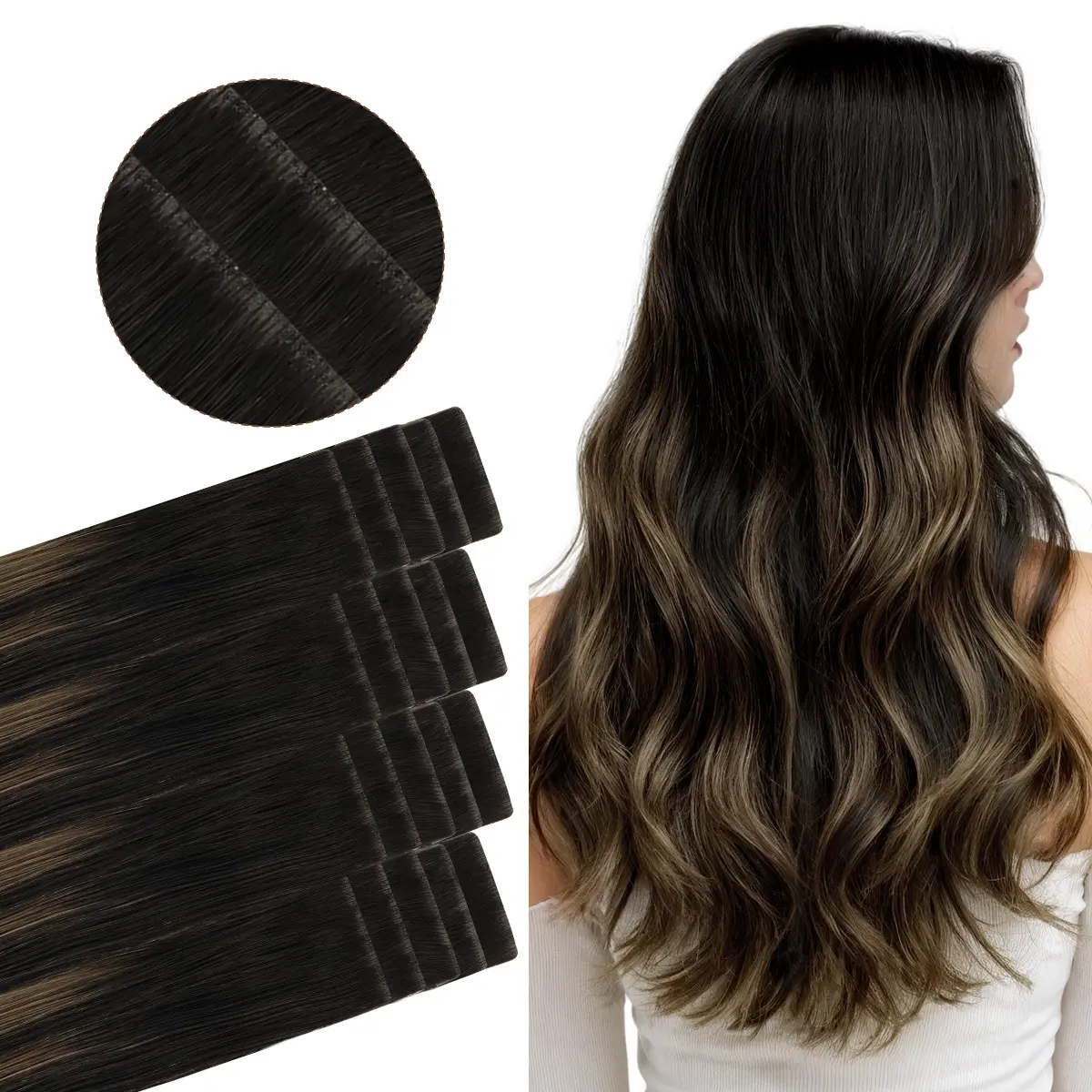 1B/6/1B-Balayage Natural Black to Chestnut Brown
