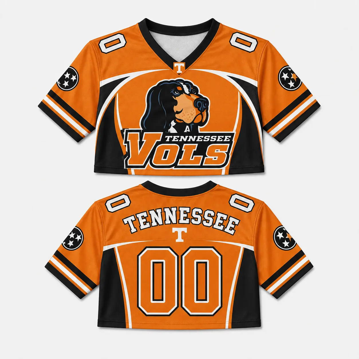 Tennessee Volunteers Cropped Football Jersey – Orange Game Day Crop Top, College Football Fan Apparel